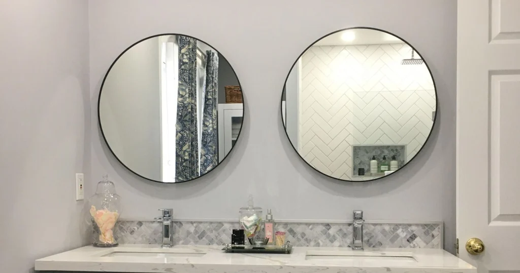 Bathroom Mirror Ideas for Round Shapes and Simple Frames