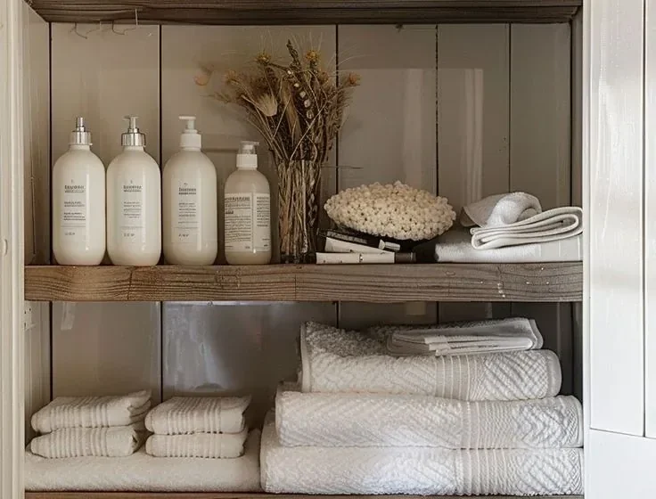 7 Small Bathroom Shelf Ideas for Towels, Jars, and Baskets
