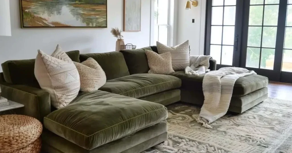 Green Couch Living Room Ideas: Walls, Rugs and Pillows